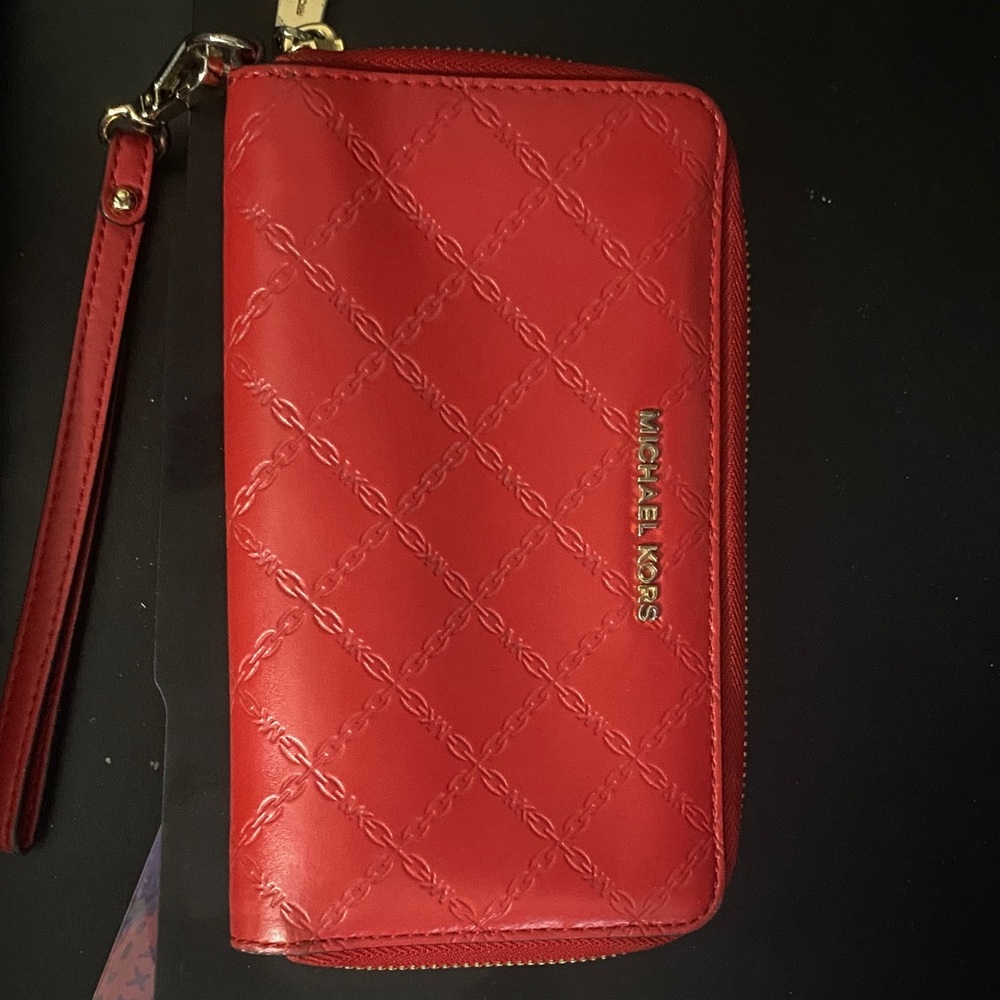 Michael Kors Quilted Red Wristlet Wallet